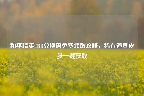和平精英CBD兑换码免费领取攻略,稀有道具皮肤一键获取