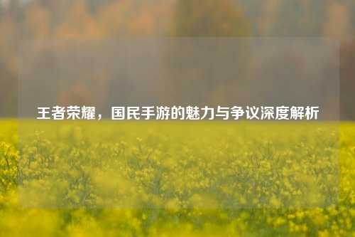 王者荣耀，国民手游的魅力与争议深度解析