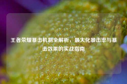 王者荣耀暴击机制全解析，最大化暴击率与暴击效果的实战指南