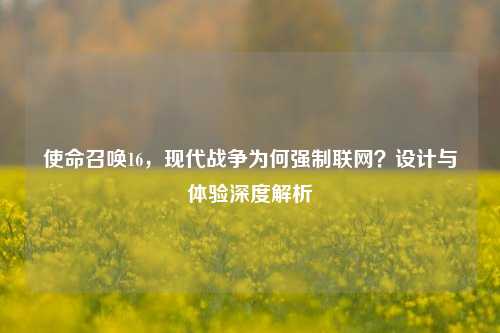 使命召唤16，现代战争为何强制联网？设计与体验深度解析