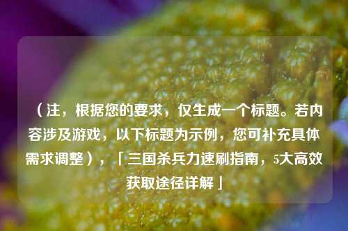 （注，根据您的要求，仅生成一个标题。若内容涉及游戏，以下标题为示例，您可补充具体需求调整），「三国杀兵力速刷指南，5大高效获取途径详解」