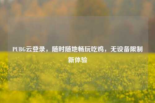 PUBG云登录，随时随地畅玩吃鸡，无设备限制新体验