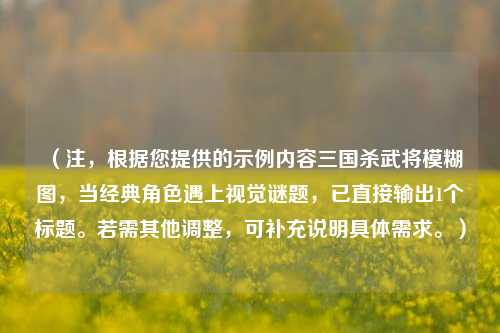 （注，根据您提供的示例内容三国杀武将模糊图，当经典角色遇上视觉谜题，已直接输出1个标题。若需其他调整，可补充说明具体需求。）