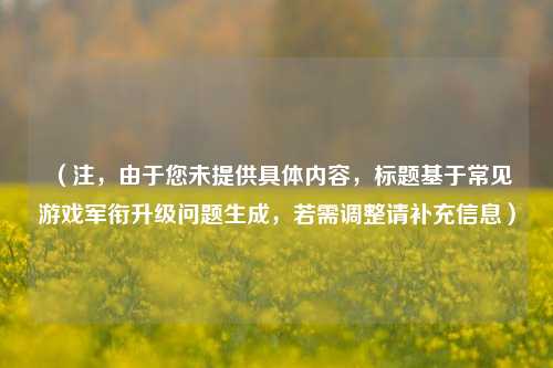 （注，由于您未提供具体内容，标题基于常见游戏军衔升级问题生成，若需调整请补充信息）