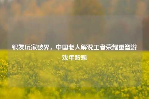 银发玩家破界，中国老人解说王者荣耀重塑游戏年龄观