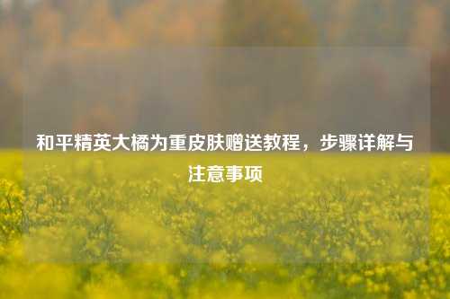 和平精英大橘为重皮肤赠送教程，步骤详解与注意事项