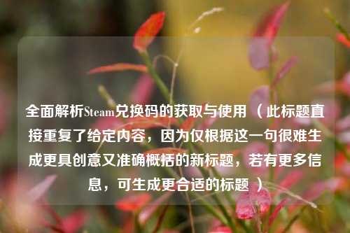 全面解析Steam兑换码的获取与使用 (此标题直接重复了给定内容,因为仅根据这一句很难生成更具创意又准确概括的新标题,若有更多信息,可生成更合适的标题 )