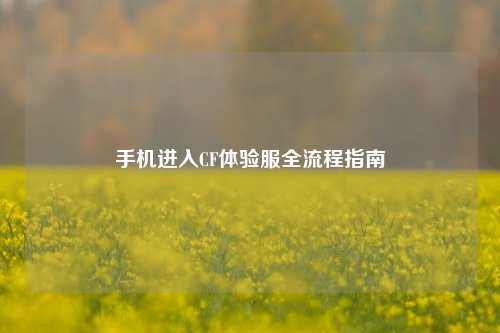 手机进入CF体验服全流程指南