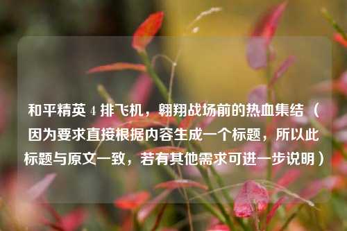 和平精英 4 排飞机，翱翔战场前的热血集结 （因为要求直接根据内容生成一个标题，所以此标题与原文一致，若有其他需求可进一步说明）
