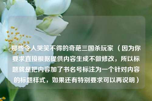 那些令人哭笑不得的奇葩三国杀玩家 （因为你要求直接根据提供内容生成不做修改，所以标题就是把内容加了书名号标注为一个针对内容的标题样式，如果还有特别要求可以再说明）