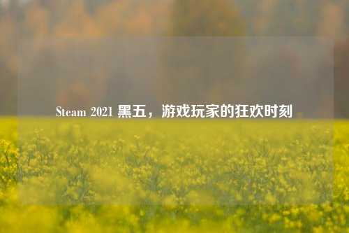 Steam 2021 黑五，游戏玩家的狂欢时刻