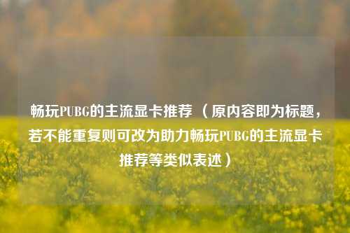 畅玩PUBG的主流显卡推荐 （原内容即为标题，若不能重复则可改为助力畅玩PUBG的主流显卡推荐等类似表述）