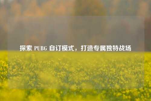 探索 PUBG 自订模式，打造专属独特战场
