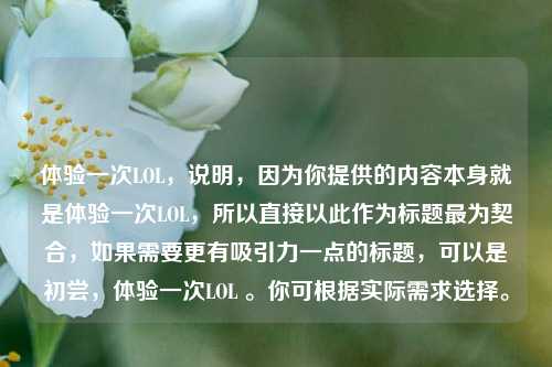 体验一次LOL，说明，因为你提供的内容本身就是体验一次LOL，所以直接以此作为标题最为契合，如果需要更有吸引力一点的标题，可以是初尝，体验一次LOL 。你可根据实际需求选择。