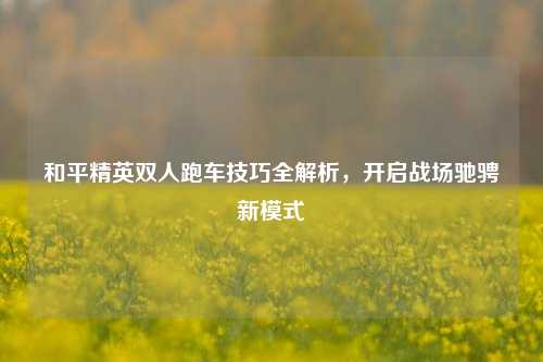 和平精英双人跑车技巧全解析，开启战场驰骋新模式
