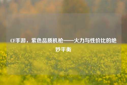 CF手游，紫色品质机枪——火力与性价比的绝妙平衡