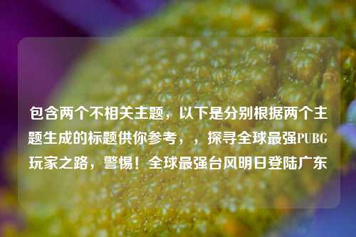 包含两个不相关主题，以下是分别根据两个主题生成的标题供你参考，，探寻全球最强PUBG玩家之路，警惕！全球最强台风明日登陆广东