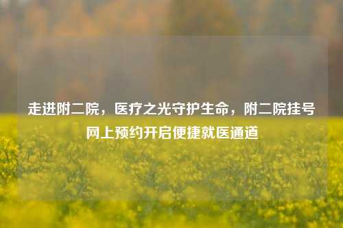 走进附二院，医疗之光守护生命，附二院挂号网上预约开启便捷就医通道