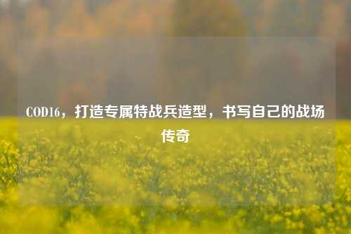 COD16,打造专属特战兵造型,书写自己的战场传奇