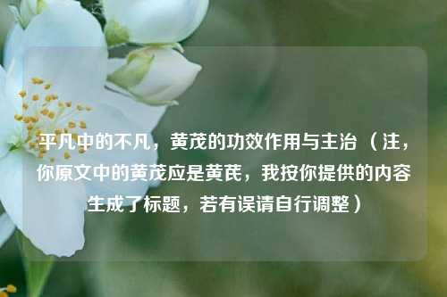 平凡中的不凡，黄茂的功效作用与主治 （注，你原文中的黄茂应是黄芪，我按你提供的内容生成了标题，若有误请自行调整）