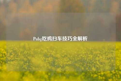 Pubg吃鸡扫车技巧全解析