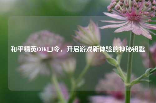 和平精英COK口令，开启游戏新体验的神秘钥匙