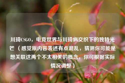 川琦CSGO，电竞世界与川琦病交织下的独特光芒 （感觉原内容表述有点混乱，猜测你可能是想关联这两个不太相关的概念，你可根据实际情况调整）