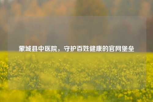 蒙城县中医院，守护百姓健康的官网堡垒