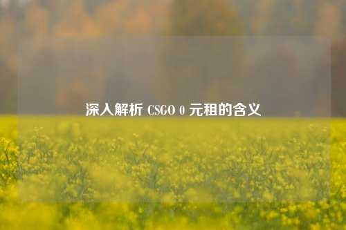 深入解析 CSGO 0 元租的含义