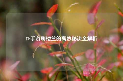 CF手游刷楼兰的高效秘诀全解析