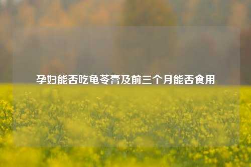 孕妇能否吃龟苓膏及前三个月能否食用