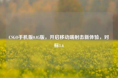CSGO手机版0.05版，开启移动端射击新体验，对标1.6