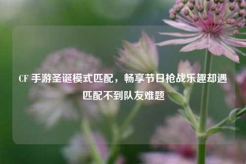 CF 手游圣诞模式匹配，畅享节日枪战乐趣却遇匹配不到队友难题