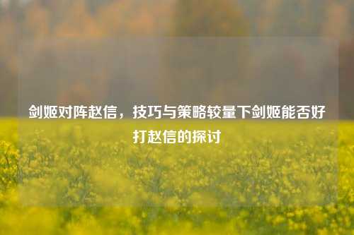 剑姬对阵赵信，技巧与策略较量下剑姬能否好打赵信的探讨