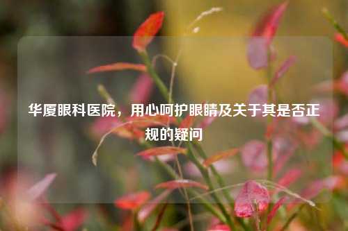 华厦眼科医院，用心呵护眼睛及关于其是否正规的疑问