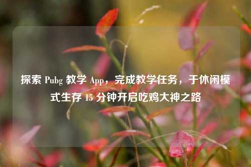 探索 Pubg 教学 App，完成教学任务，于休闲模式生存 15 分钟开启吃鸡大神之路