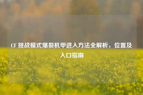 CF 挑战模式爆裂机甲进入 *** 全解析，位置及入口指南