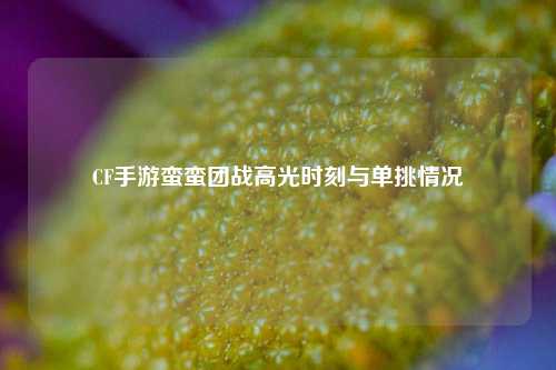 CF手游蛮蛮团战高光时刻与单挑情况