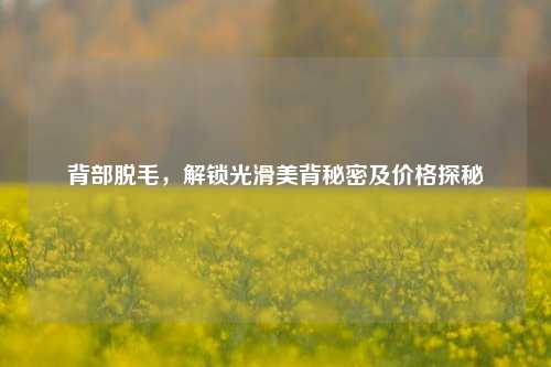 背部脱毛，解锁光滑美背秘密及价格探秘