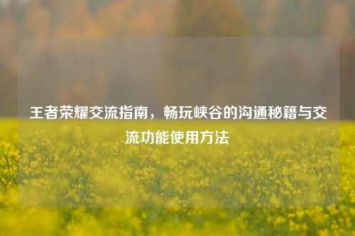 王者荣耀交流指南，畅玩峡谷的沟通秘籍与交流功能使用 *** 