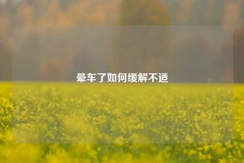 晕车了如何缓解不适