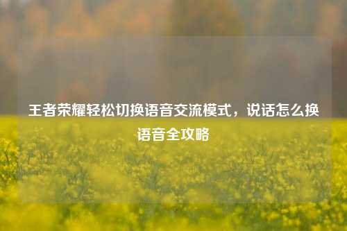 王者荣耀轻松切换语音交流模式，说话怎么换语音全攻略