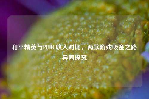 和平精英与PUBG收入对比，两款游戏吸金之路异同探究