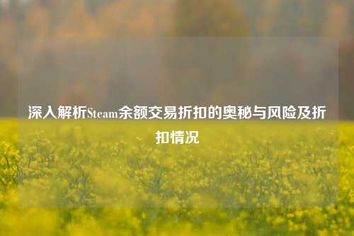 深入解析Steam余额交易折扣的奥秘与风险及折扣情况