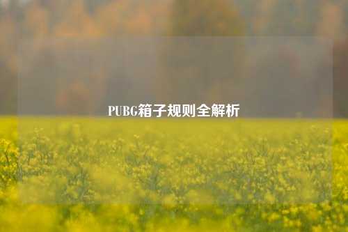 PUBG箱子规则全解析
