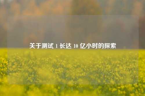 关于测试 1 长达 10 亿小时的探索