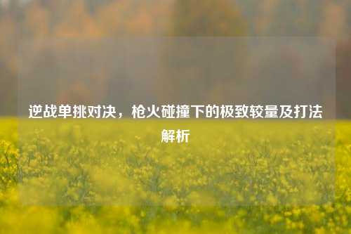 逆战单挑对决，枪火碰撞下的极致较量及打法解析