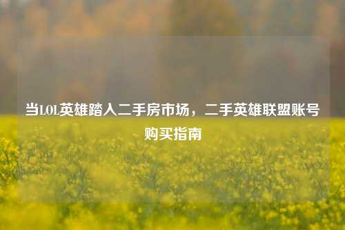 当LOL英雄踏入二手房市场,二手英雄联盟账号购买指南