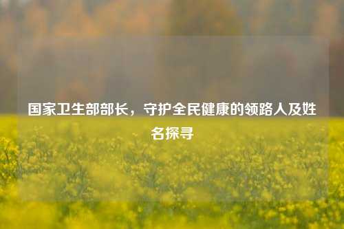 国家卫生部部长,守护全民健康的领路人及姓名探寻