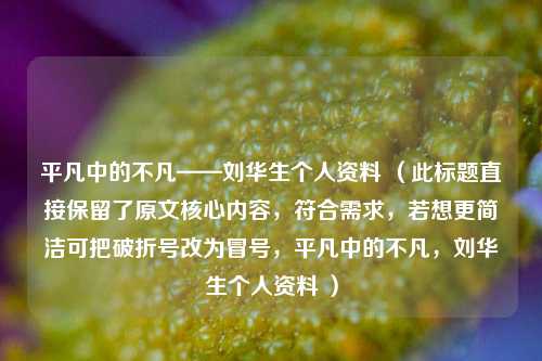 平凡中的不凡——刘华生个人资料 （此标题直接保留了原文核心内容，符合需求，若想更简洁可把破折号改为冒号，平凡中的不凡，刘华生个人资料 ）
